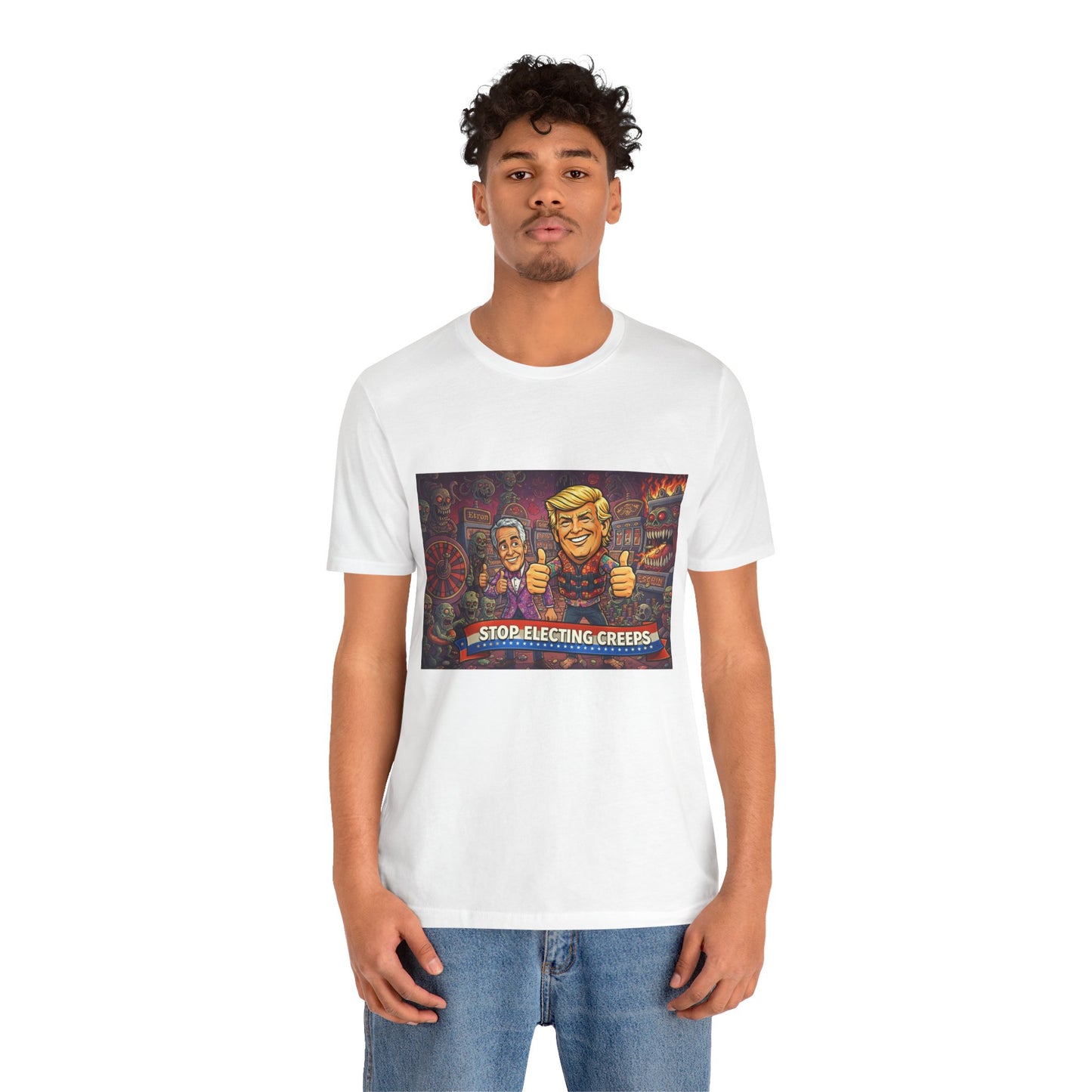 Political Satire Tee — "Stop Electing Creeps" Graphic Shirt