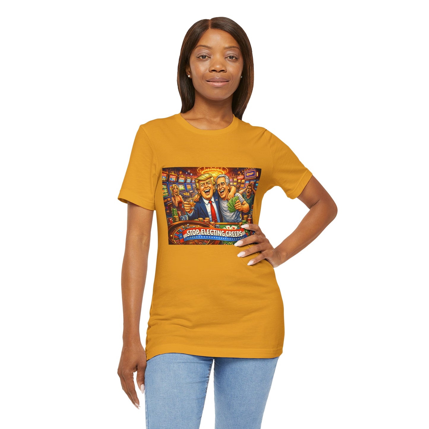 Stop Electing Creeps Graphic Tee — Political Satire T‑Shirt