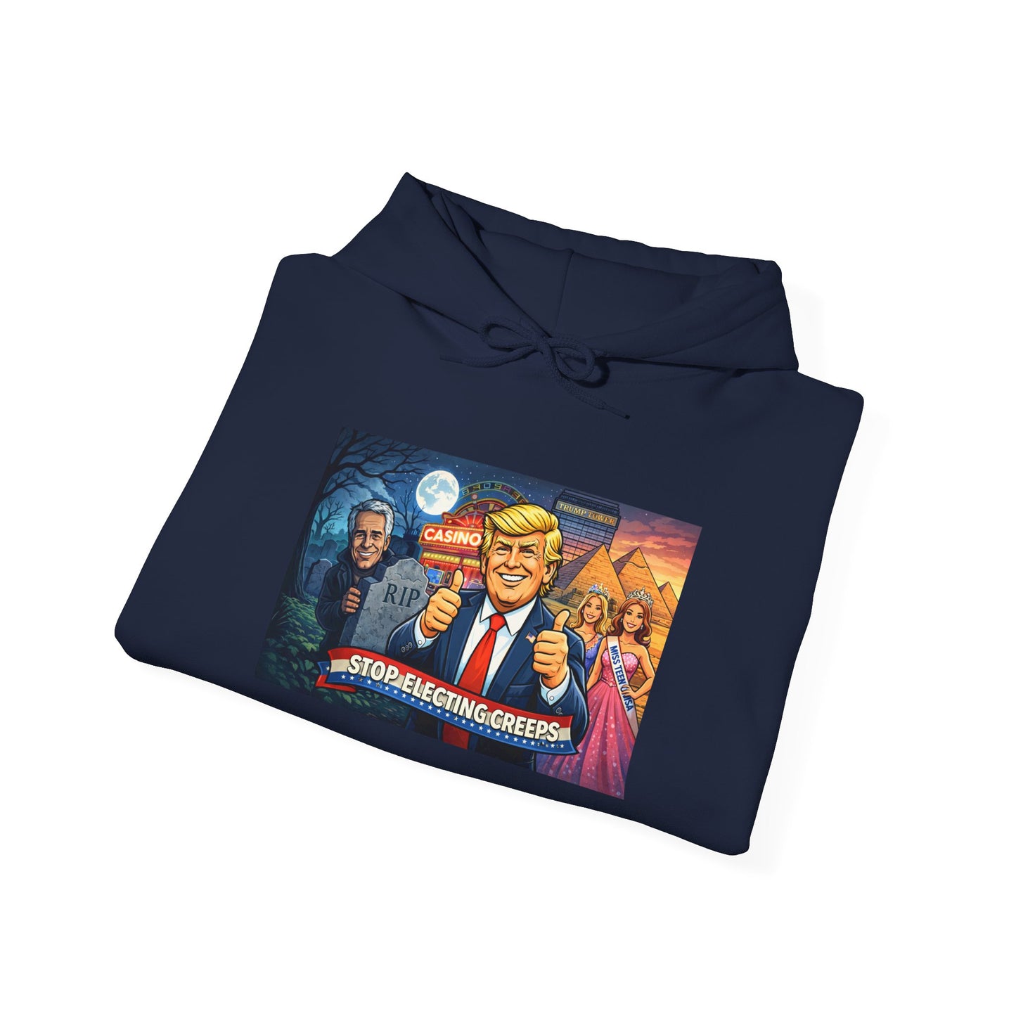 Political Hoodie — 'Make America Grateful' Cartoon Trump & Supporters Graphic Hoodie