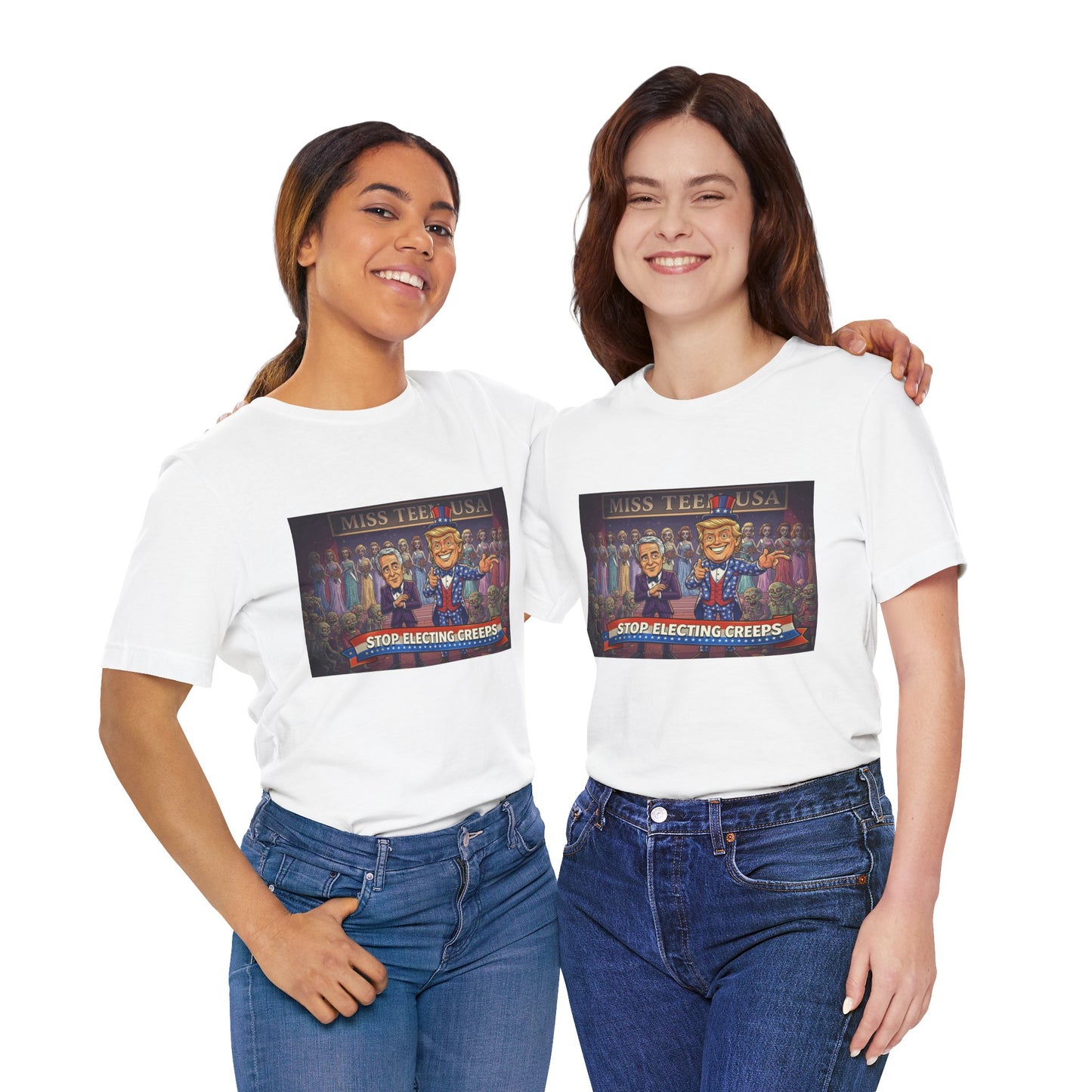 Political Satire Tee – "Stop Electing Creeps" Graphic Shirt