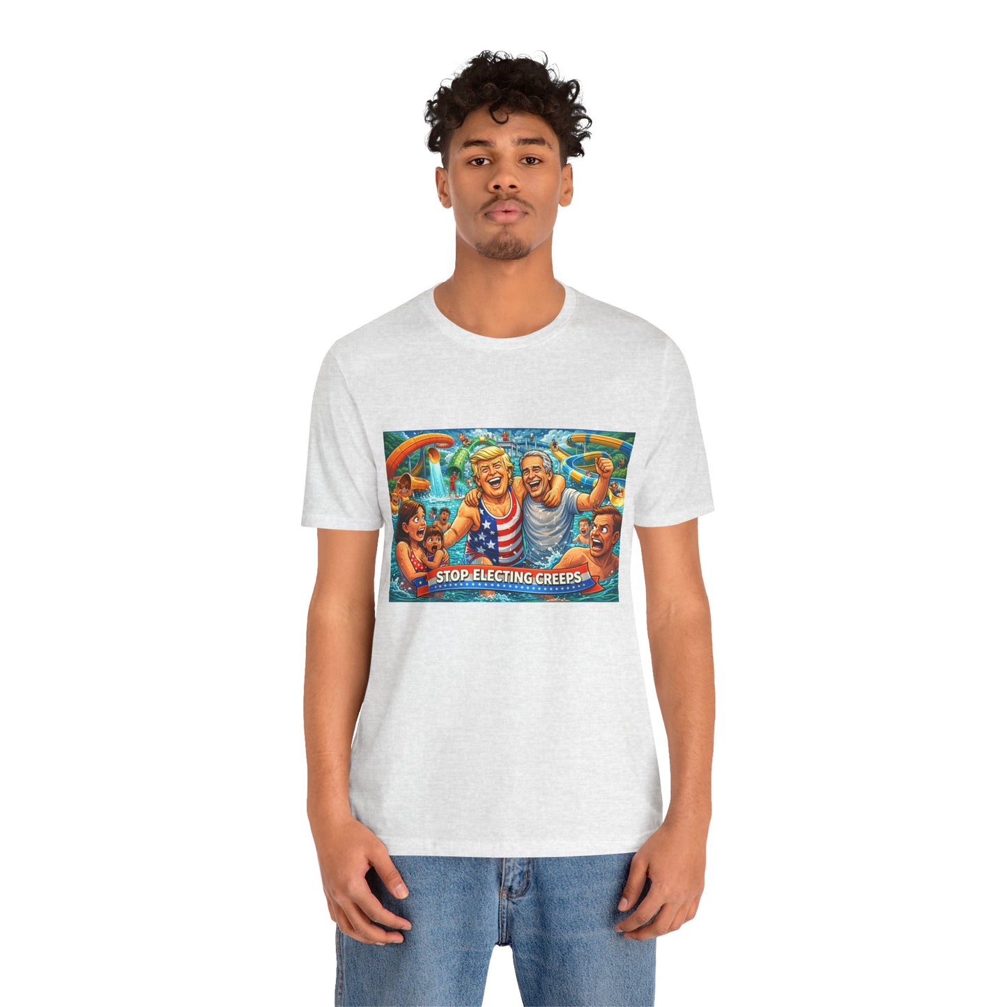T‑Shirt — "Stop Fleecing Creeps" Beach Party Graphic Tee