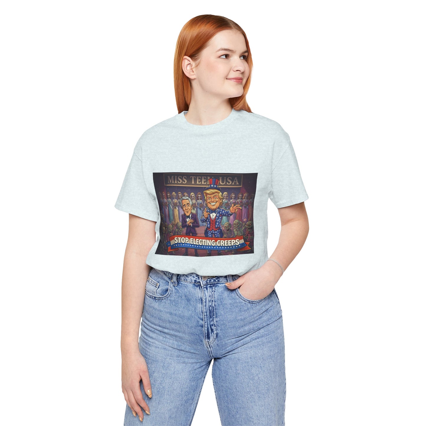 Political Satire Tee – "Stop Electing Creeps" Graphic Shirt