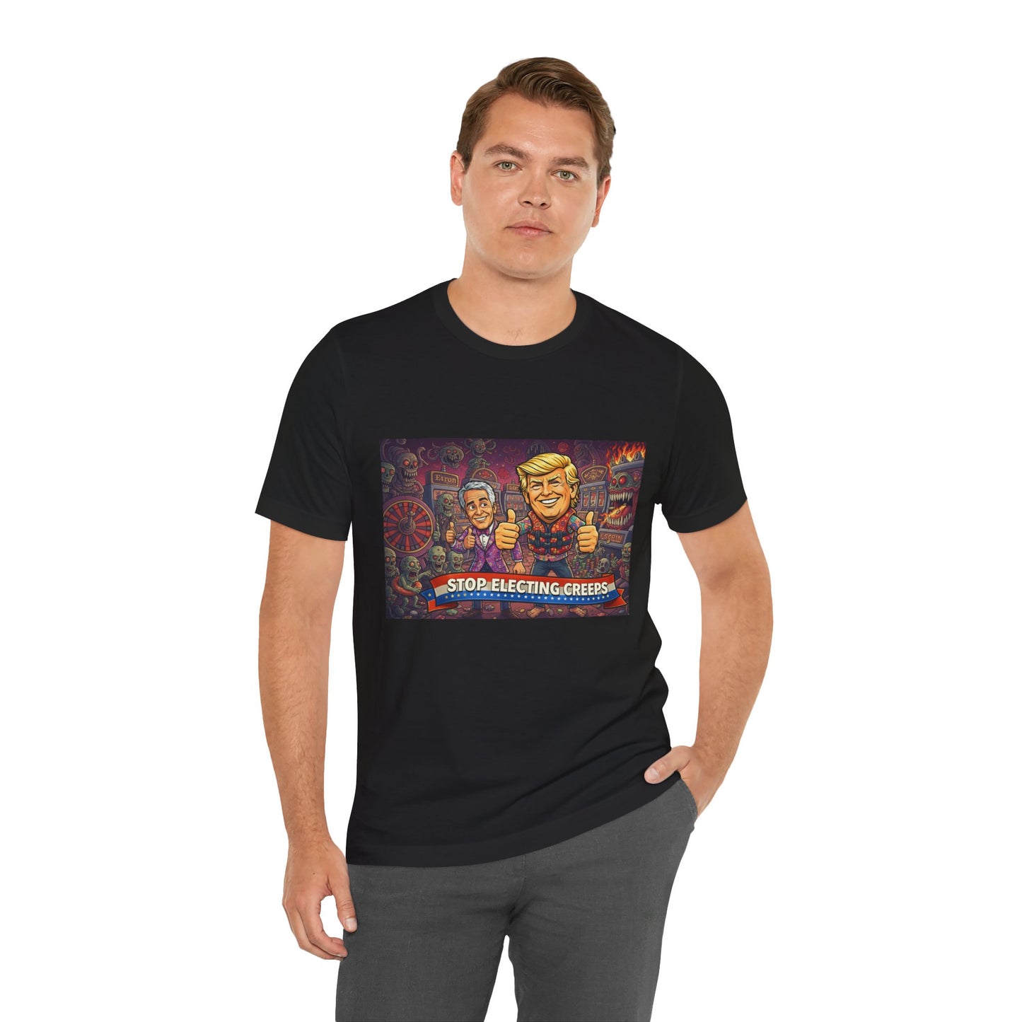 Political Satire Tee — "Stop Electing Creeps" Graphic Shirt