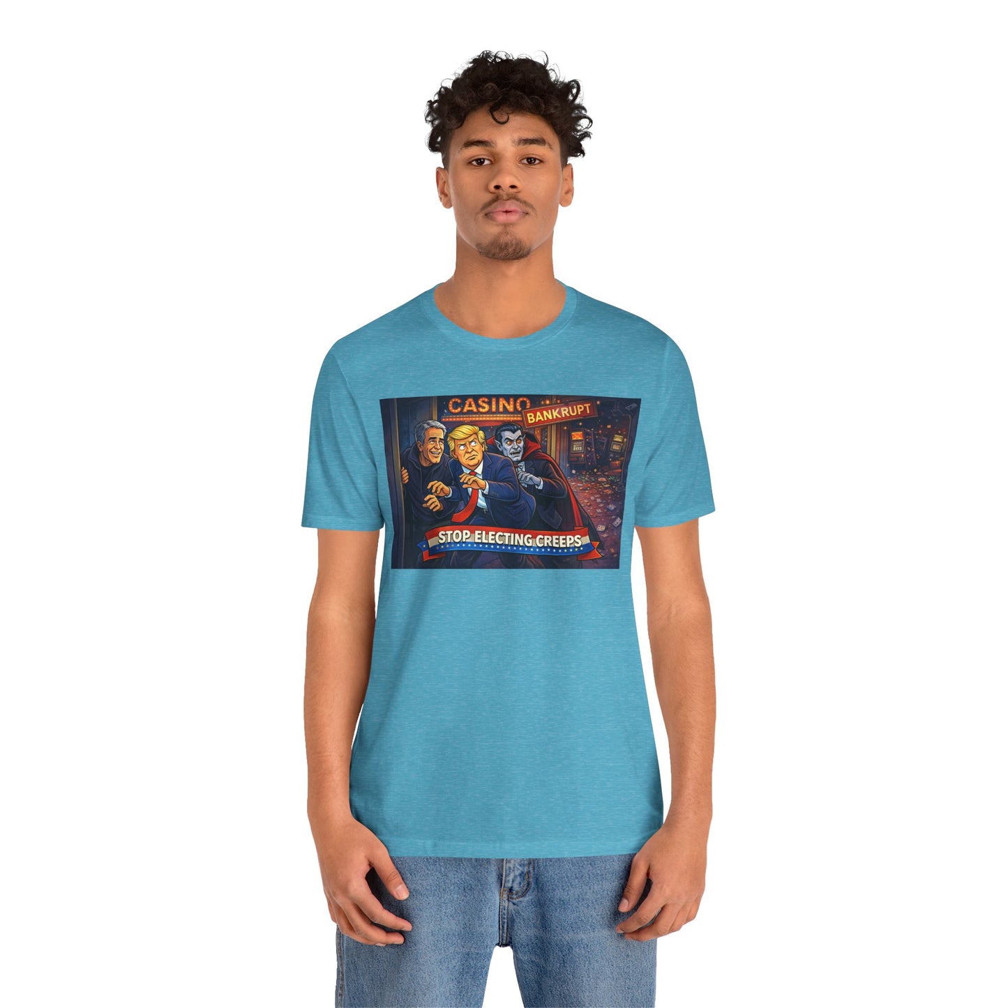 Casino Bankrupt Graphic Tee — "Stop Electing Creeps" Political Satire T‑Shirt