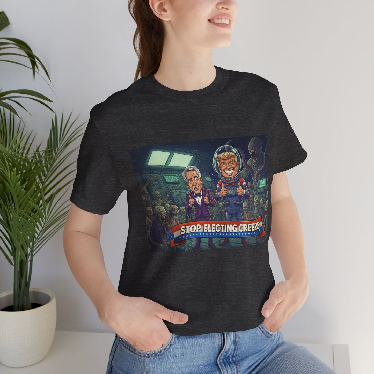 Political Satire Tee — “Stop Electing Creeps” Graphic Shirt