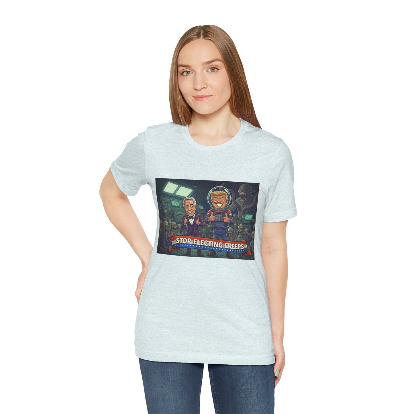 Political Satire Tee — “Stop Electing Creeps” Graphic Shirt