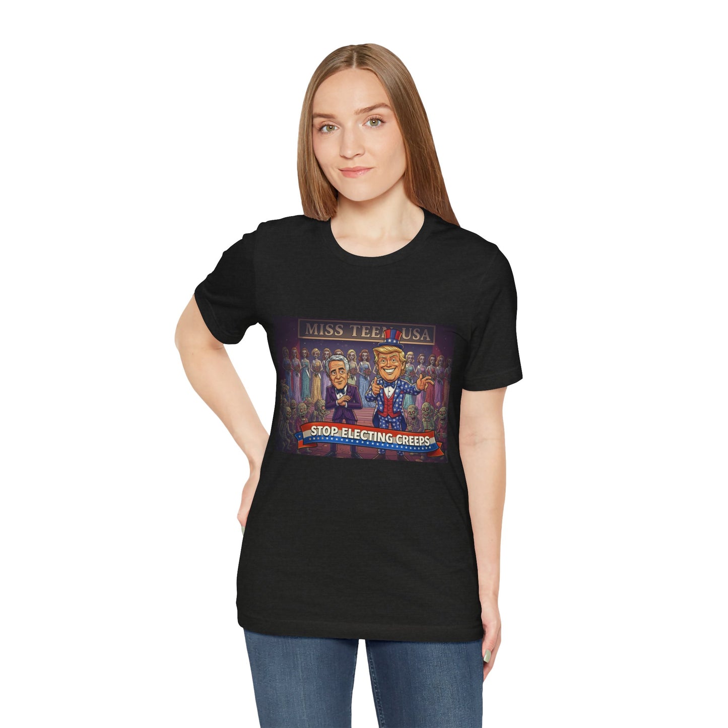 Political Satire Tee – "Stop Electing Creeps" Graphic Shirt