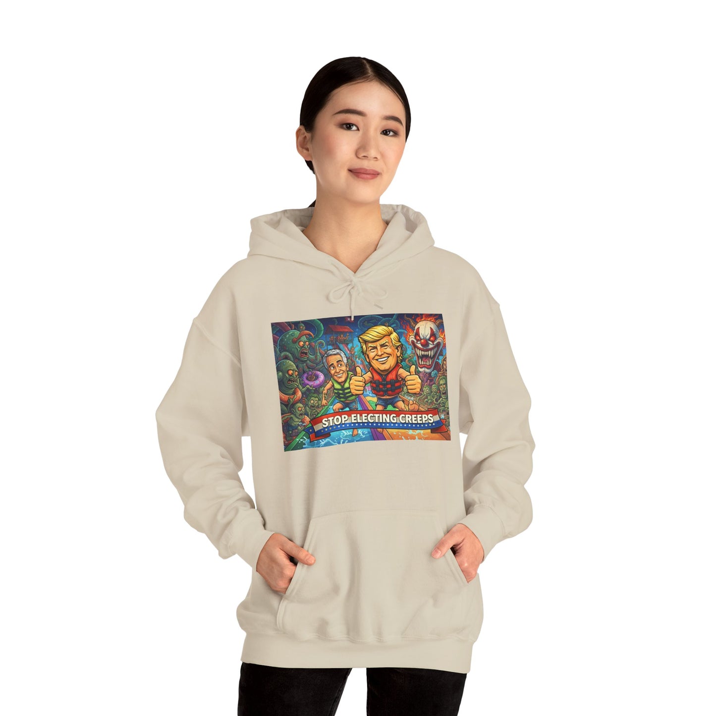 Stop Selecting Creeps Hoodie — Satirical Political Graphic Pullover