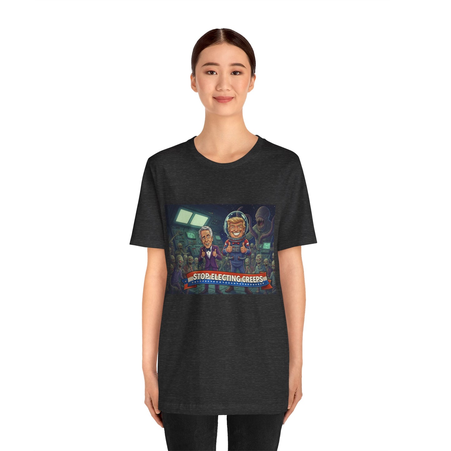 Political Satire Tee — “Stop Electing Creeps” Graphic Shirt