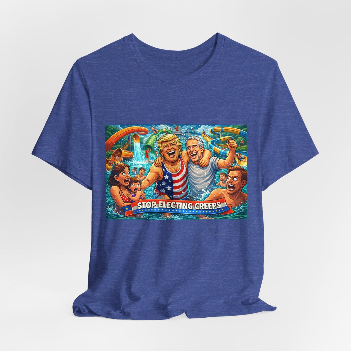 T‑Shirt — "Stop Fleecing Creeps" Beach Party Graphic Tee