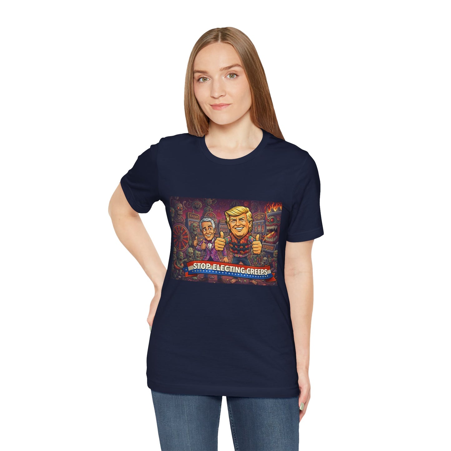 Political Satire Tee — "Stop Electing Creeps" Graphic Shirt