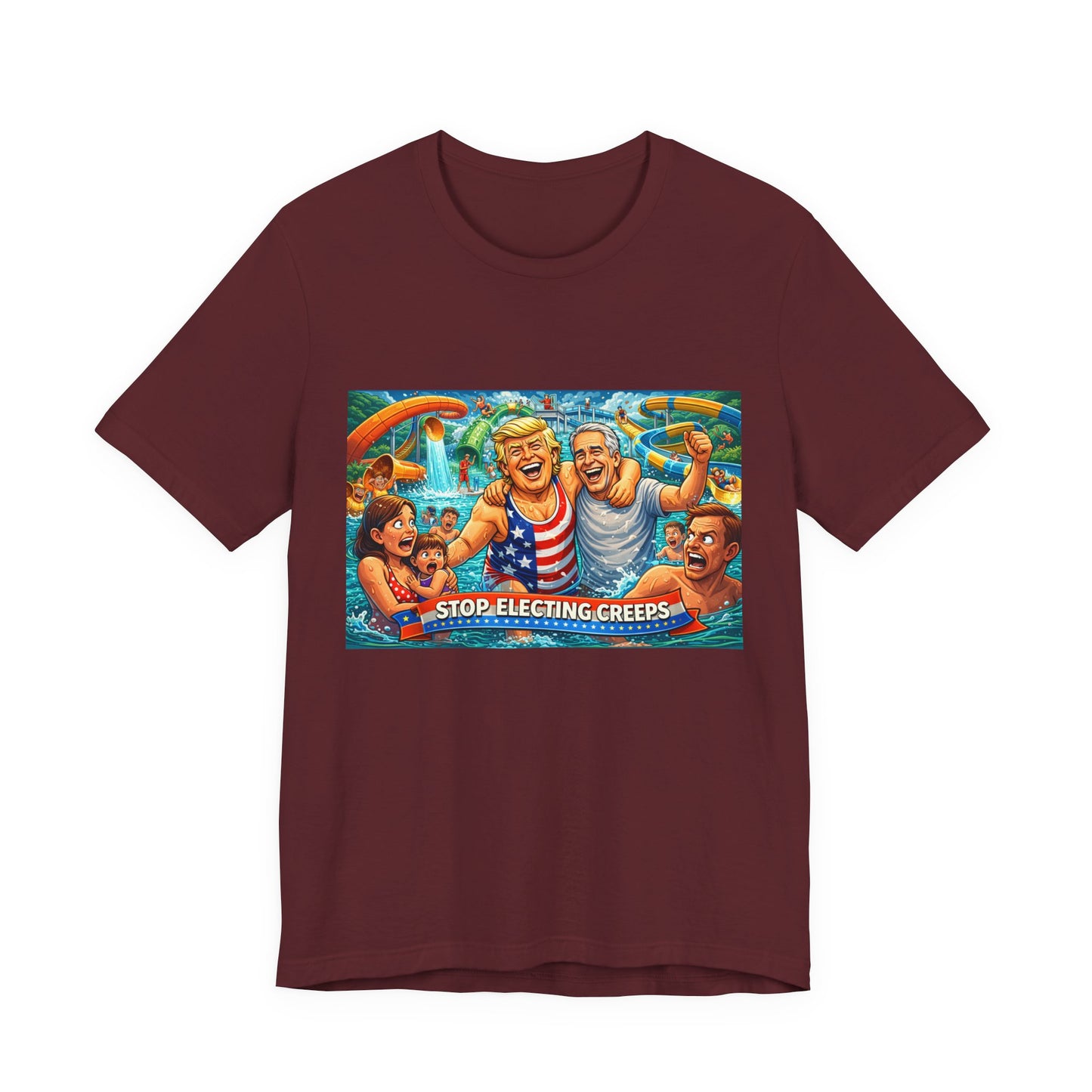 T‑Shirt — "Stop Fleecing Creeps" Beach Party Graphic Tee