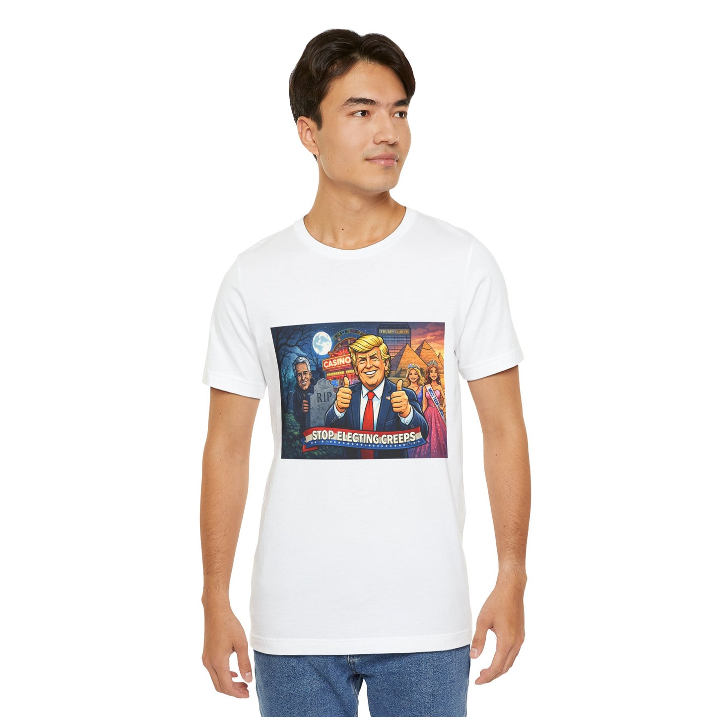 Stop Electing Creeps Tee — Satirical Political Graphic T‑Shirt