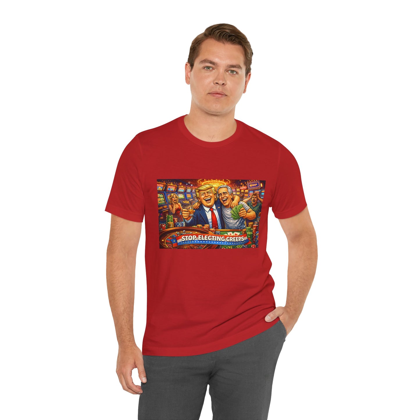 Stop Electing Creeps Graphic Tee — Political Satire T‑Shirt