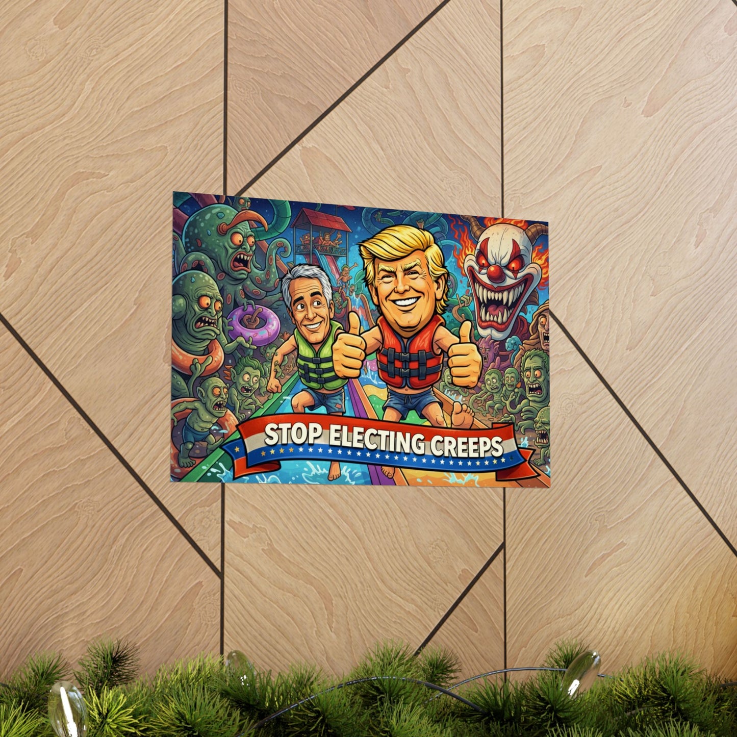 Political Satire Poster — "Stop Electing Creeps" Matte Horizontal Poster