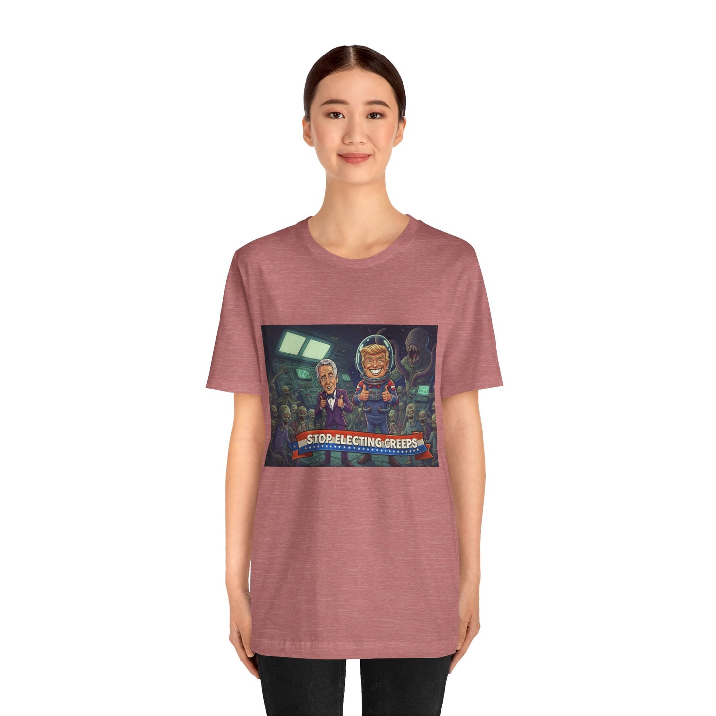 Political Satire Tee — “Stop Electing Creeps” Graphic Shirt
