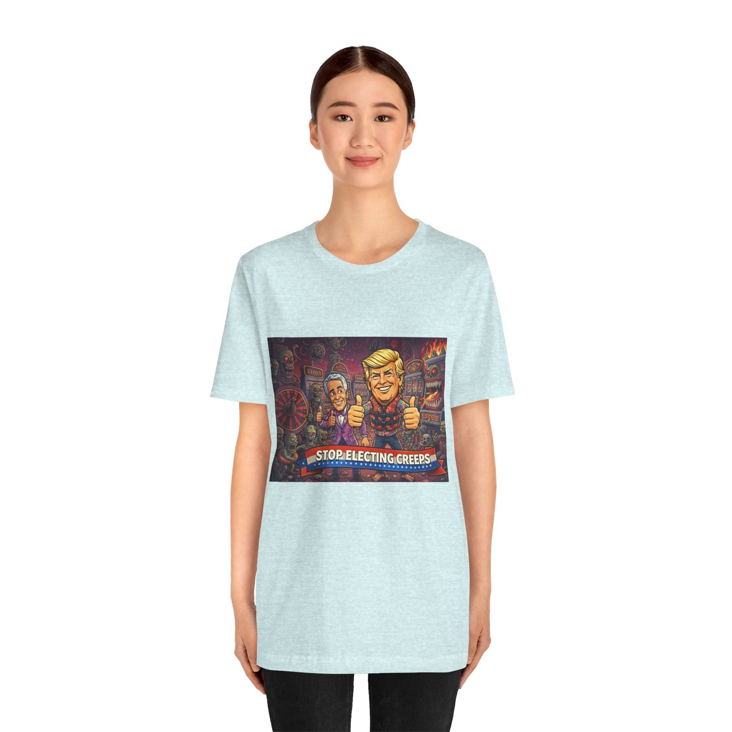 Political Satire Tee — "Stop Electing Creeps" Graphic Shirt
