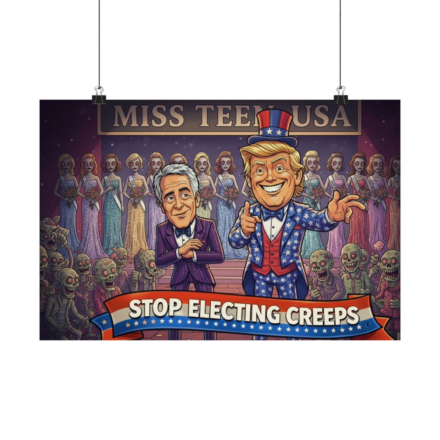 Matte Horizontal Poster — “Stop Electing Creeps” Political Satire Art